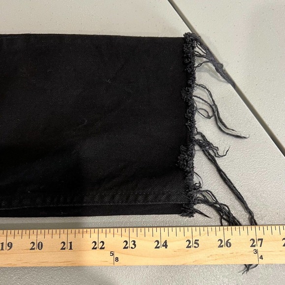 Re/Done Womens Straight Leg Jeans High Rise Frayed Hem Black Denim Size 27 - Picture 15 of 16